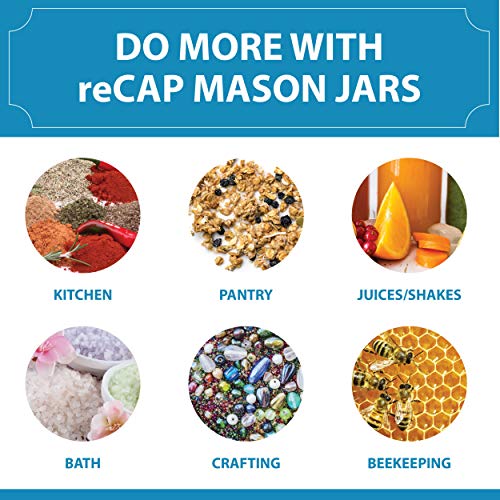 reCAP Mason Jars Lid POUR Cap, Wide Mouth, Natural - BPA-Free, American Made Ball Mason Jar Lids for Preparing, Serving and Storage, Spill Proof and Made with Safe, No-Break Materials