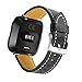 bayite Bands Compatible with Fitbit Versa, Classic Genuine Leather Wristband Replacement Accessories Fitness Strap for Versa Women Men (Black, Small(5.5