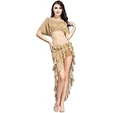 ROYAL SMEELA Belly Dance Costume Set for Women Dancing Skirts Belly Dance Tops Bat Sleeve Triangle Hip Skirt Carnival Outfit