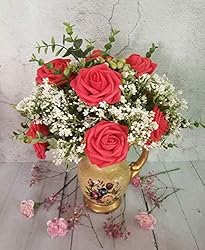 D-Seven Artificial Flower 50pcs Coral Fake Roses