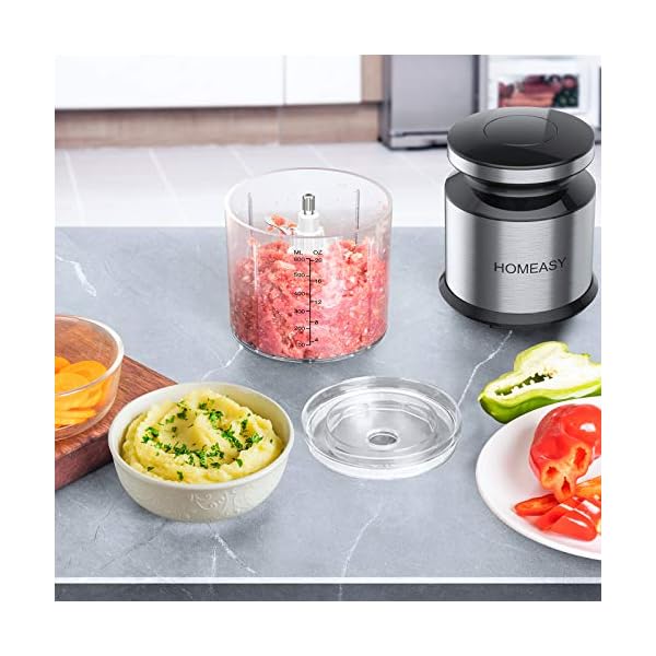 Mini Meat Grinder, Homeasy Mini Food Processor Food Grinder 600ml Stainless Steel Small Chopper for Salad, Sauces…