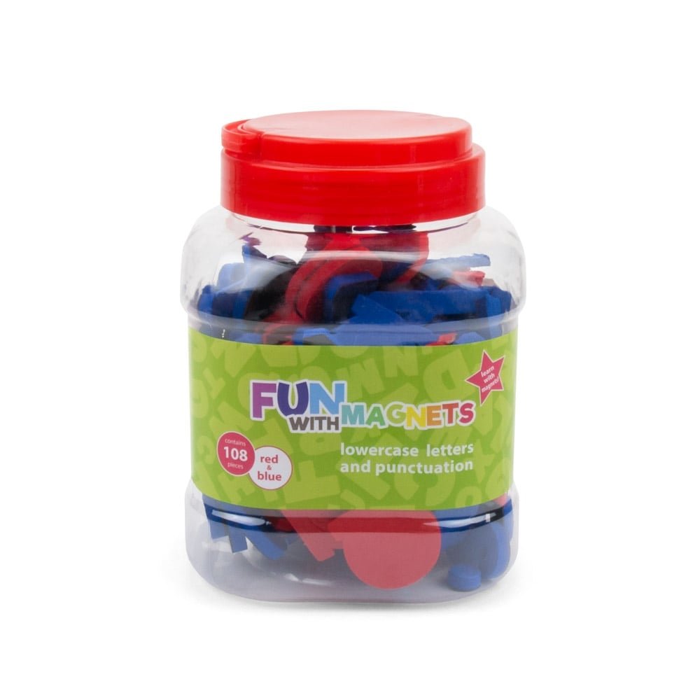 Fun with Magnets 108 Lowercase Magnetic Foam Letters + Punctuation (Red & Blue)
