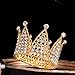 Mini Crown Cake Topper Decoration- Gold Decorations with Rhinestones and Pearls Vintage Style Royal Centerpiece for Birthdays, Quinceaneras, Weddings,Bridal/Baby Showers, Prince/Princess