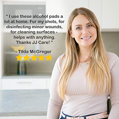 JJ CARE Large Alcohol Prep Pads, Isopropyl Alcohol 70, 4.33 x5.90