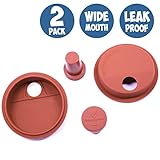 Brew Armor Wide-Mouth Mason Jar Silicone Lid and Silicone Cork (2 Lids, 2 Corks) Smoothie Spout by Brute Kitchen (Burnt Cayenne)