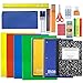 School Supply Kit: Folder Subject Spiral Notebook Composition Book Colored Pencil Pouch Ruler Pen Blunt Tip Scissor Eraser Glue Stick Crayon Sharpener Highlighter | K-8 Elementary Grade (24 Piece)