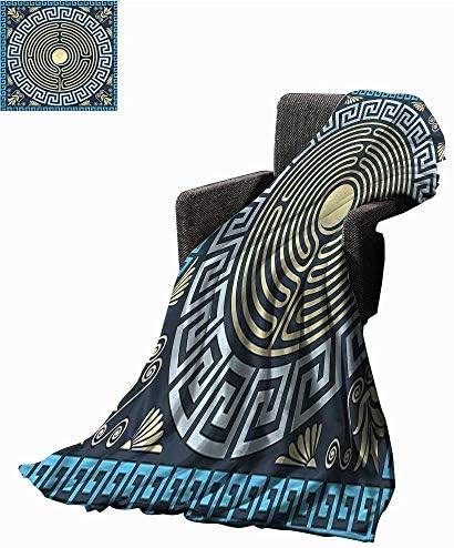 Angoueleven Soft Blankets Greek Key,Ancient Labyrinth Plush Microfiber Blanket W90 x L70 inch