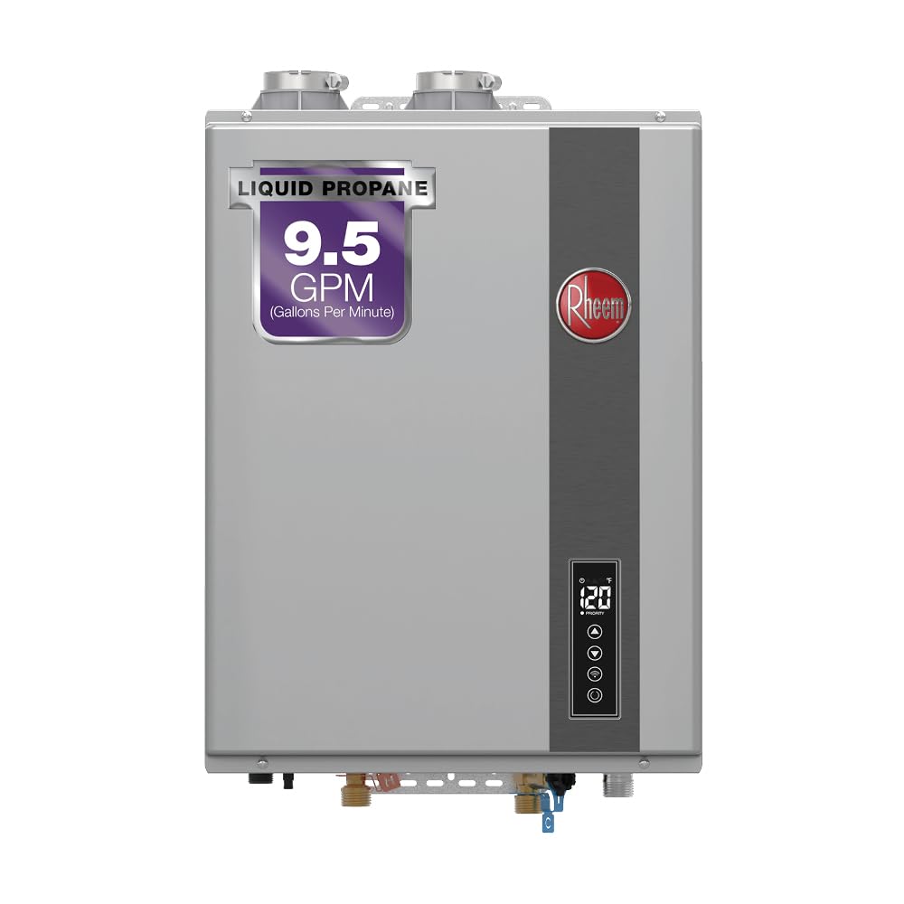 Photo 1 of Rheem RTGH-95DVELP-3 Super High Efficiency Condensing Indoor Tankless Liquid Propane Water Heater, 9.5 GPM with WiFi