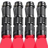 Honoson 4 Pieces Red Flashlight LED Single Mode