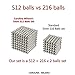 5mm 512 pieces Large Magnetic Balls Building Blocks Sculpture Magnets Educational game Office Magnet Toy Intelligence Development Stress Relief Imagination gift family (set of 216pcs x2 + 80 balls)