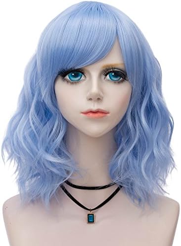 Probeauty Sweety Collection Lolita 40CM Short Curly Women Lolita Anime Cosplay Wig + Wig Cap (Sky Blue)