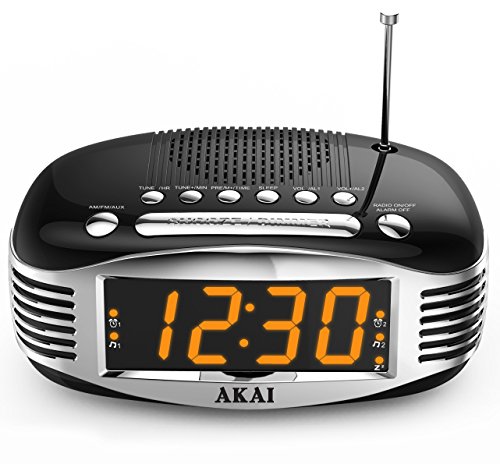 Akai Retro Style Radio Alarm Clock, Black (CE1500B)