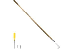 Haliaeetus Long Handle Crack Weeder, 62'' L-Shaped Stainless Steel Crevice Weeding Tool, Comfortable Wood Handle Paver Weeder, Sidewalk Weed Removal Tool for Garden Lawn, Bricked Patio, Terrace Paving