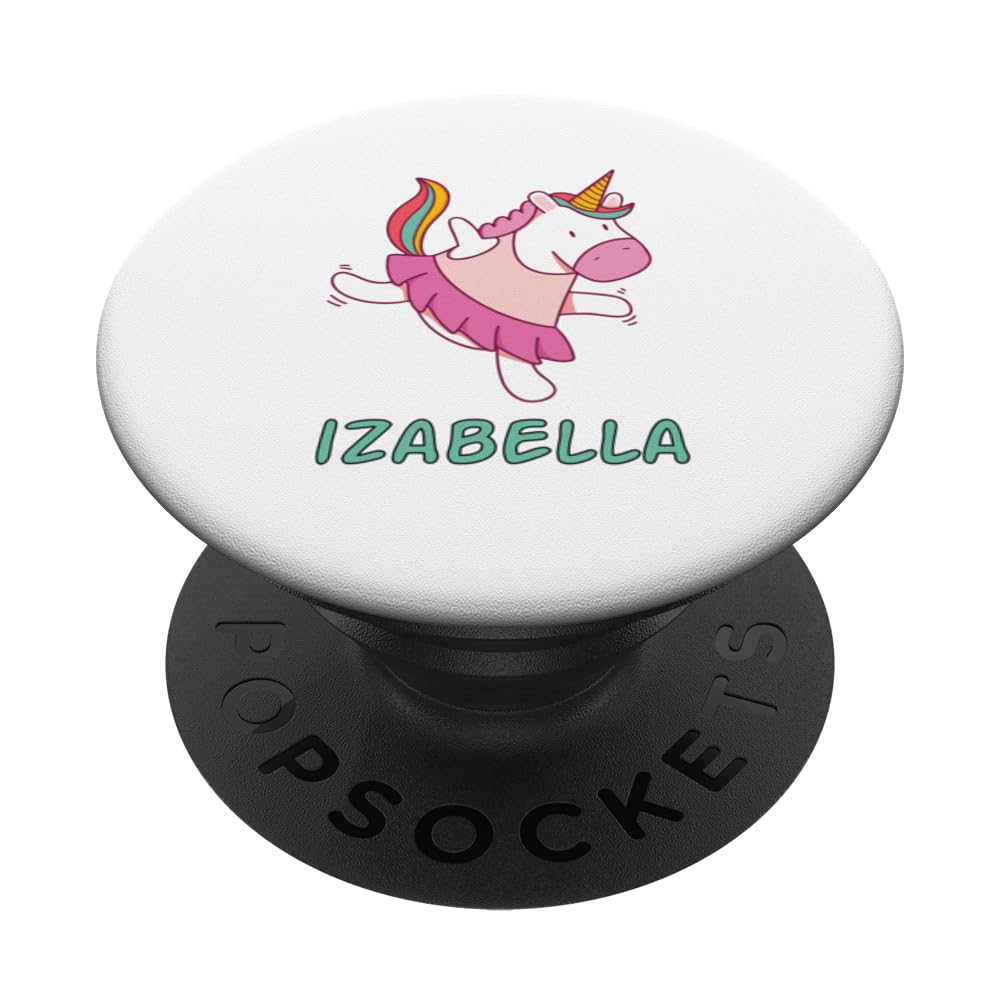 Izabella Name Unicorn Baby Ballet Unicorn Girl Dancing PopSockets Swappable PopGrip