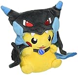 Mega Charizard X Plush Toy Pokemon Pikazard Pikachu Open Mouth Cloak Blue Stuffed Animal Soft Figure Doll 8