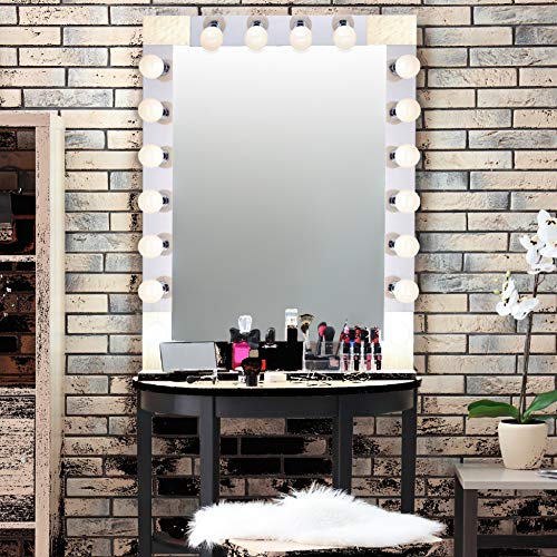 Dysmio Lighting Four Light Vanity Strip - Hollywood Style Mirror Fixture with Chrome Plates - Salon-Grade Accessories for Bedroom, Bathroom, Dressing Room, Makeup Studio - 24 x 4.25 Inches - Set of 2
