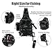Rodeel Fishing Tackle Sling Shoulder Backpack with Rod Holder, Lure Bag, Water Resistant & Weatherproof, Large Storage, Unisex, Black Camouflage