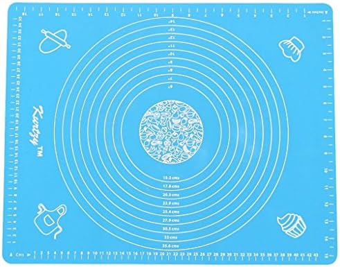 New Premium LARGE Fondant Dough Pastry Silicone Rolling Work Mat with Measuring Guide for Sugarcraft Cake Decorating ---light blue