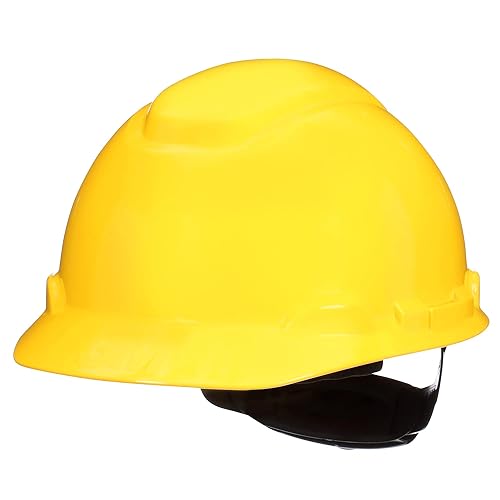 3M Hard Hat SecureFit H-702SFR-UV, Yellow, Non-Vented Cap Style Safety Helmet with Uvicator Sensor, 4-Point Pressure Diffusion Ratchet Suspension, ANSI Z87.1