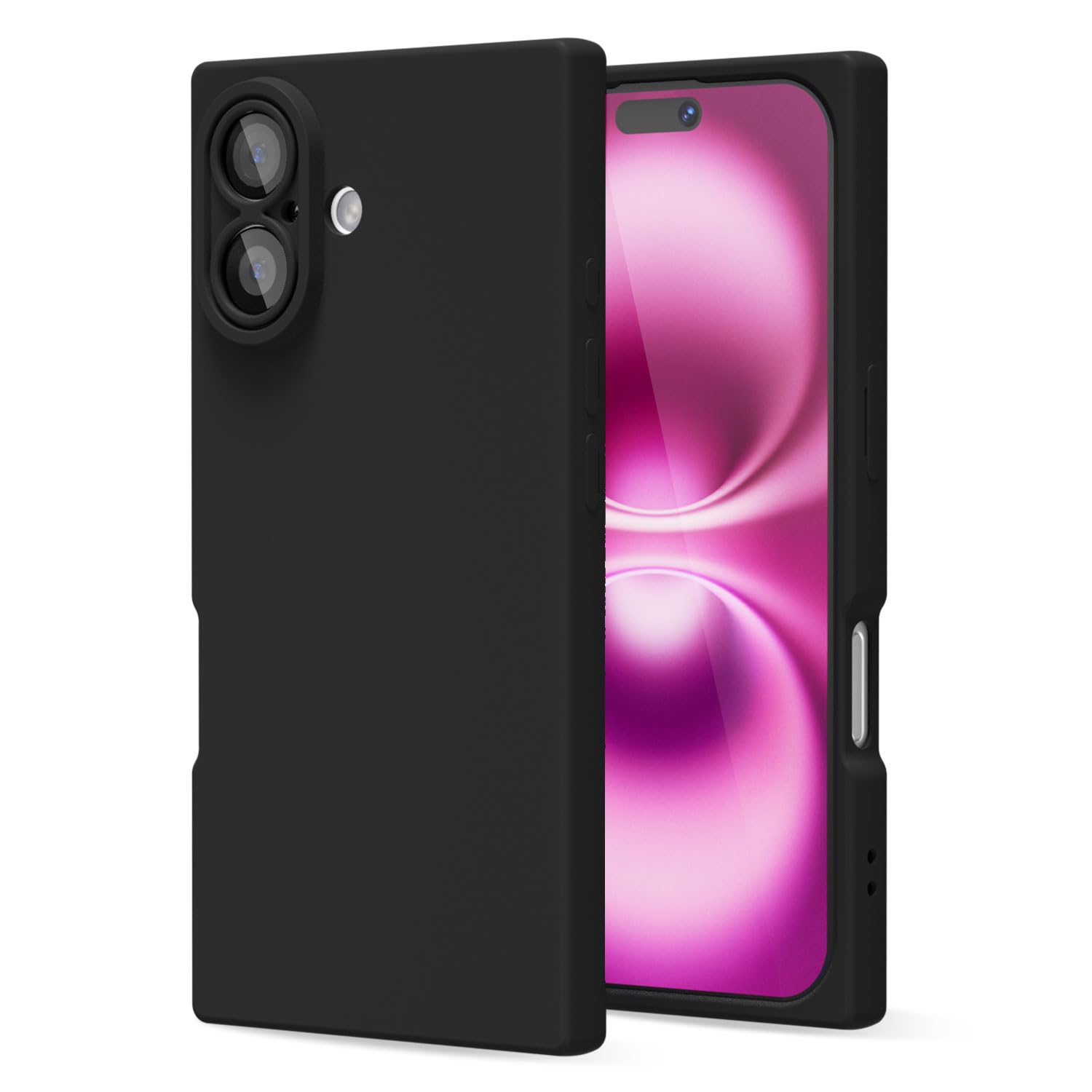 Photo 1 of LoeoeL for iPhone 16 Plus Case Silicone, Rectangle Edge Cute Y2k Phone Case for Women Girl, Thin Protective Aesthetic Girly Design Soft Rubber with Camera Cover, Black