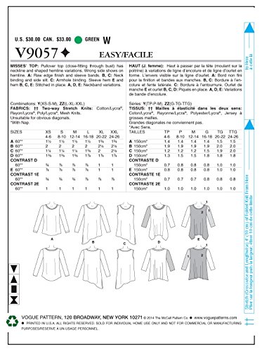 Vogue Patterns V9057ZZ0 V9057 Misses' Top Sewing Template, ZZ (LRG-XLG-XXL)