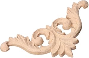 BloomingJS Wood Carved Corner Onlay Applique Frame Decoration Furniture Unpainted Home