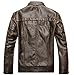 chouyatou Men's Vintage Stand Collar Pu Leather Jacket (Small, Coffee)