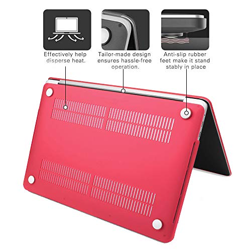 MacBook Air 13 Inch Case,Anrain AIR 13-inch Rubberized See Through Hard Shell Snap On Case Cover with Keyboard Cover For Apple MacBook Air 13.3" (Models: A1466 A1369),Red - Thumbnail 5