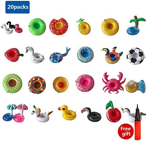 lurui 20 Packs Inflatable Drink Holders Swim Drink Floats Coasters Summer Pool Beverage Boat Cup Holders for Pool Party Supplies