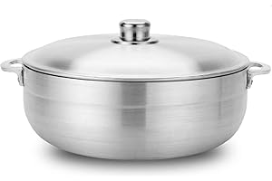 Alpine Cuisine 11-Quart Gourmet Aluminum Caldero Stock Pot, Cooking Dutch Oven Performance for Even Heat Distribution, Perfec