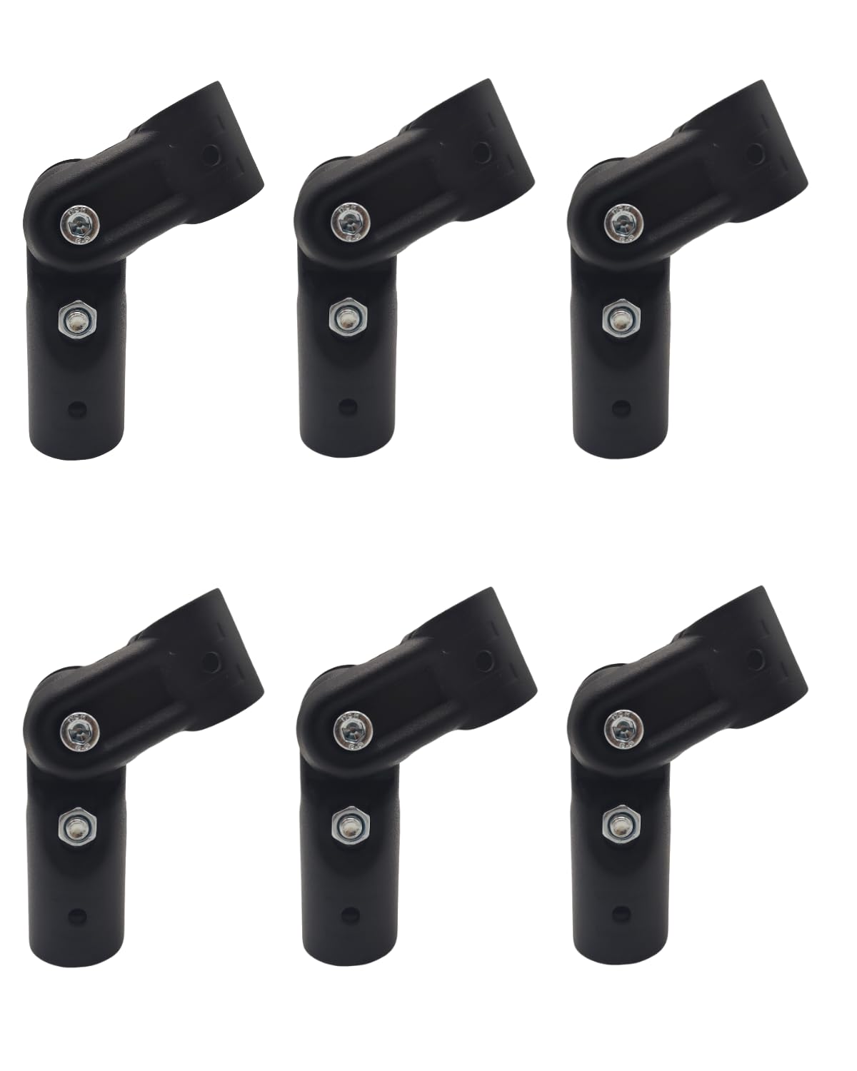 Photo 1 of 6 Pcs Black Adjustable 2-Way Pipe Clamp,Fit for 1 Inch (25.4 mm) OD Steel Pipe,Chain Link Fence Clamps, Steel End Rail Clamps, Galvanized Fence Pipe (Bolts/Nuts Included) for DIY Rack, Shelf and Cart