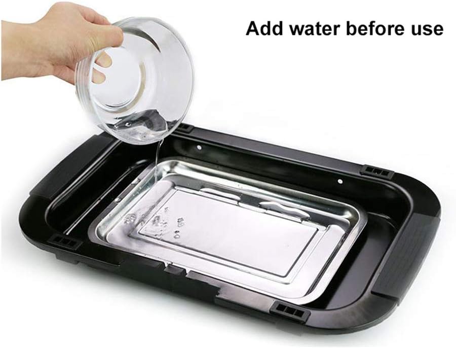 review Barbecue grill, electric grill, indoor and outdoor use, adjustable thermostat, removable drip tray and condiment rack, indoor smoke-free electric grill, fast heating and easy to clean high-power des