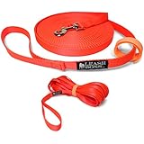 Leashboss Long Trainer - 20 Foot 3/4 inch Lead - Nylon Dog Training Leash with Storage Strap - K9 Recall (20 Ft, 3/4, Orange)