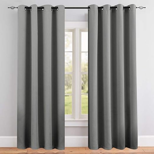 Amazon Com Gray Blackout Window Curtains For Living Room Bedroom