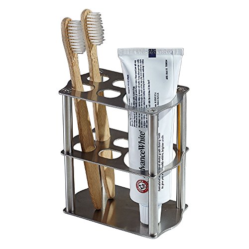 Mellewell Toothbrush Holder Toothpaste Organizer Stand, Stainless Steel