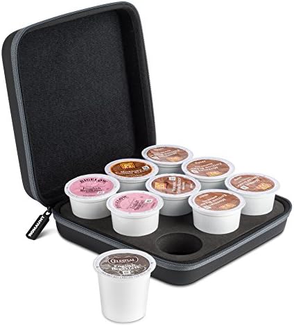 ROMAUNT Coffee Pods Holder Compatible For K-Cup, Accessory For Portable Camping Coffee Maker, Protective Travel Carrying Case Single Serve Manual Machine Brewer, Holds 9 Count