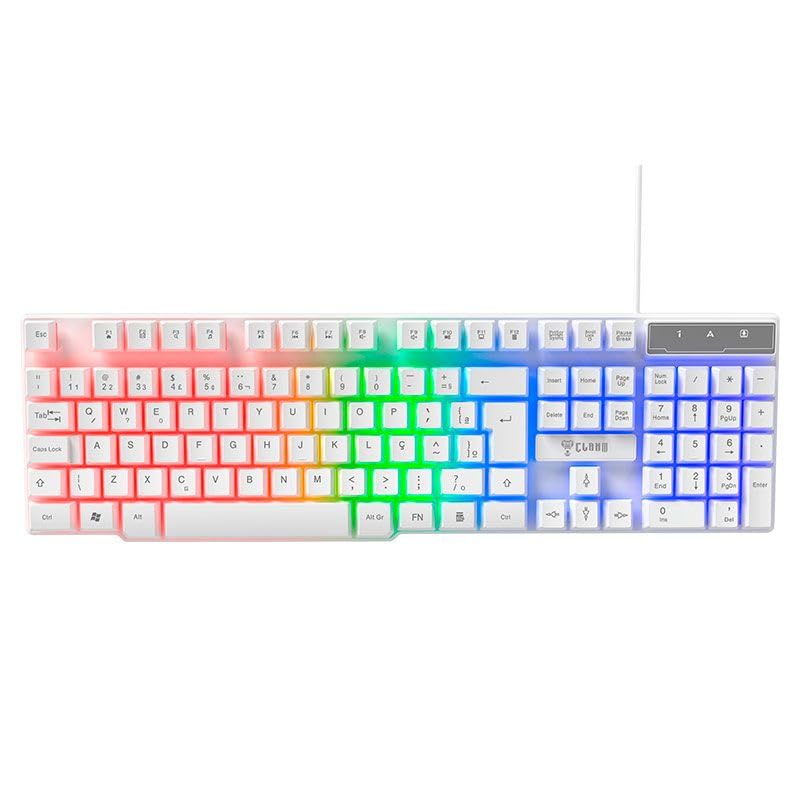 Combo GAMER 4 em 1 MTS, Nightmare Snow • Mouse 4D - 3600 Dpi • Teclado RGB LED Rainbow Anti-Ghosting • Fone e Microfone Headset 45mW Stereo • Mousepad 290x250 • Quality Premium • Setup Gamer Branco
