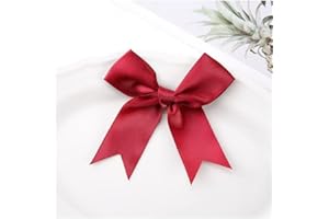 24PCS Vivid Red Satin Ribbon Bows - Beautiful Loops for Gift Wrapping,Crafts,Birthday & Wedding Decorations,Polyester Materia