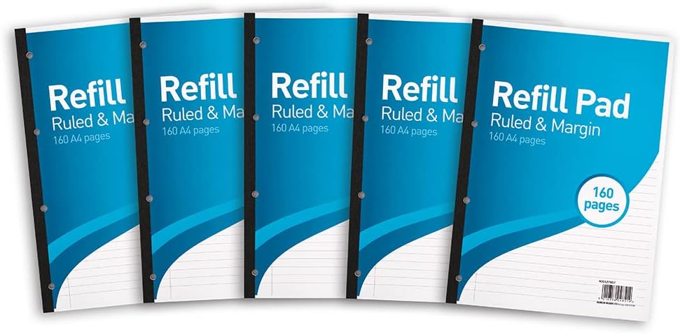 SUMMIT A4 Lined Paper Side Bound Refill Pad 8 mm 160 Pages Pack of 5