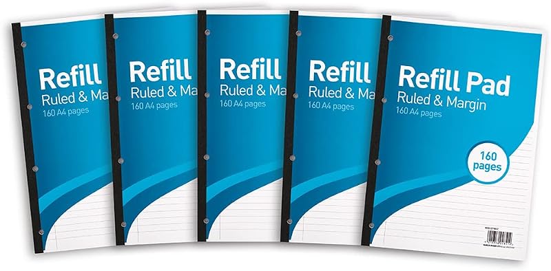 SUMMIT A4 Lined Paper Side Bound Refill Pad 8 mm 160 Pages Pack of 5