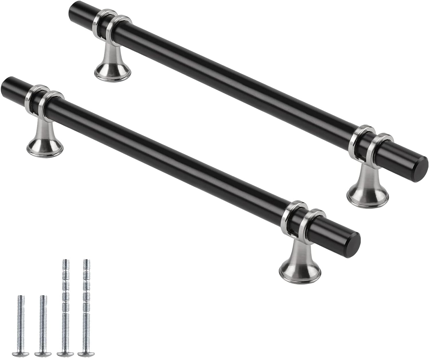 Photo 1 of Rergy Cabinet Handles Drawer Pulls and Knobs, 10Pack Black and Brushed Nickel 6-1/4inch Hole Center, Kitchen Hardware for Dresser Handle Zinc Alloy Furniture Pull