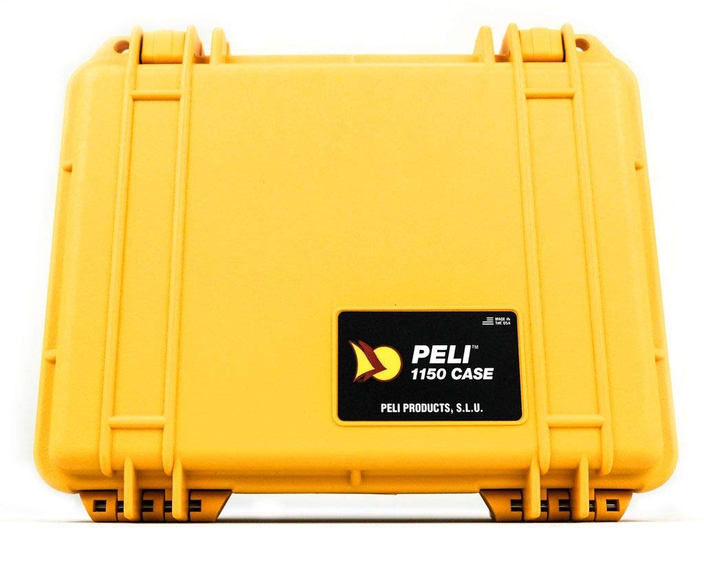 PELI 1150 Protector Case Mirrorless Camera, IP67 Watertight and Dustproof, 5L Capacity, Made in US, No Foam, Yellow
