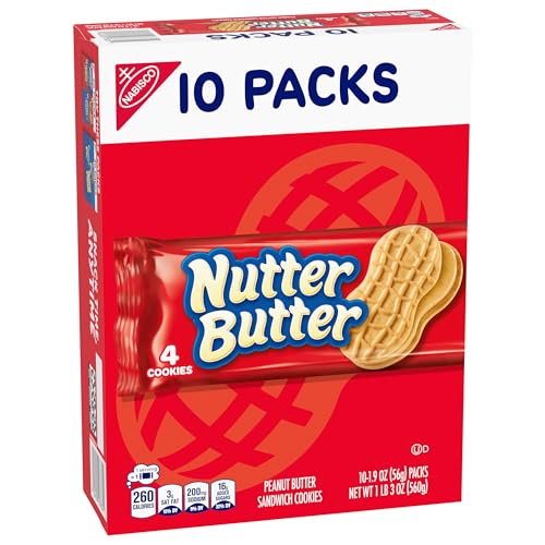 NUTTER BUTTER PEANUT BUTTER SANDWICH COOKIES, 10 SNACK PACKS (4 COOKIES PER PACK)