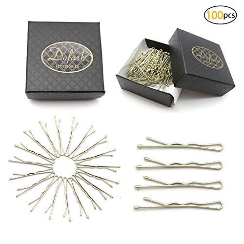 Dofash Metal 100pcs Bobby Pins3.5cm/1.38" Hair Clips grips for Hair Decoration with gift box (Blonde)