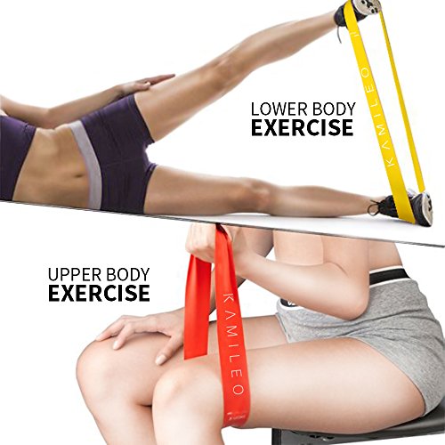 Kamileo Resistance Bands, Exercise Bands for Legs Butt Workout at Home or Gym, Set of 5 (with eBook, Poster, Workout Log & Carry Bag)