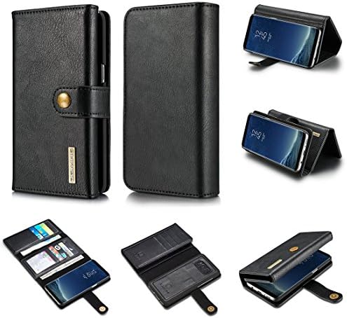 Samsung S8 Wallet Case - Galaxy S8 Case with Card Holder - Aiwe S8 (5.8inch) Magnetic Detachable Slim Case [15 Card Slots] Luxury Leather Flip Phone Back Cover (Black)