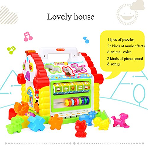 rolimate Electronic Geometric Shape & Colors Pairing Blocks Educational Learning Toys, Musical Activity Play Center House With Counting Help/Know Animals/Electronic Piano/Open Door/Etc - Thumbnail 5