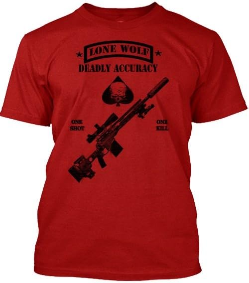Black Ops Lone Wolf Sniper Spec Ops Military T Shirt 2 SIDED PRINT Red