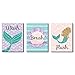 Big Dot of Happiness Let's Be Mermaids - Kids Bathroom Rules Wall Art - 7.5 x 10 inches - Set of 3 Signs - Wash, Brush, Flush