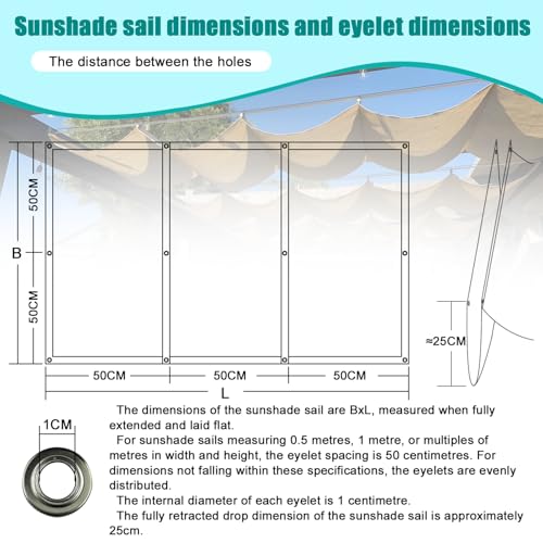 Extendable Wave Sun Sail, HDPE Sun Protection Pergola Replacement Shade Cover, Adjustable Protection Against UV Rays Awning, Adjustable Sun Sail for Balcony, 0.6 x 3 m, Dark Grey